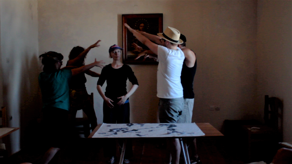 Workshop at the Old Jesuit Monastery | Performing one of the scores (screenshot), Ano Syros (2019)